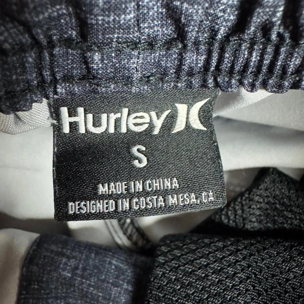 Mens Hurley Heather Blue Swim Trunks Shorts Drawstring‎ Elastic Waist Small